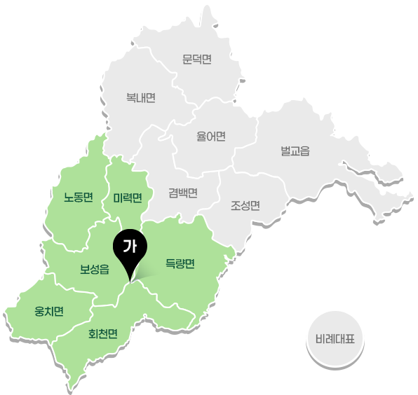 지도 : 가 선거구, 나 선거구, 비례대표
